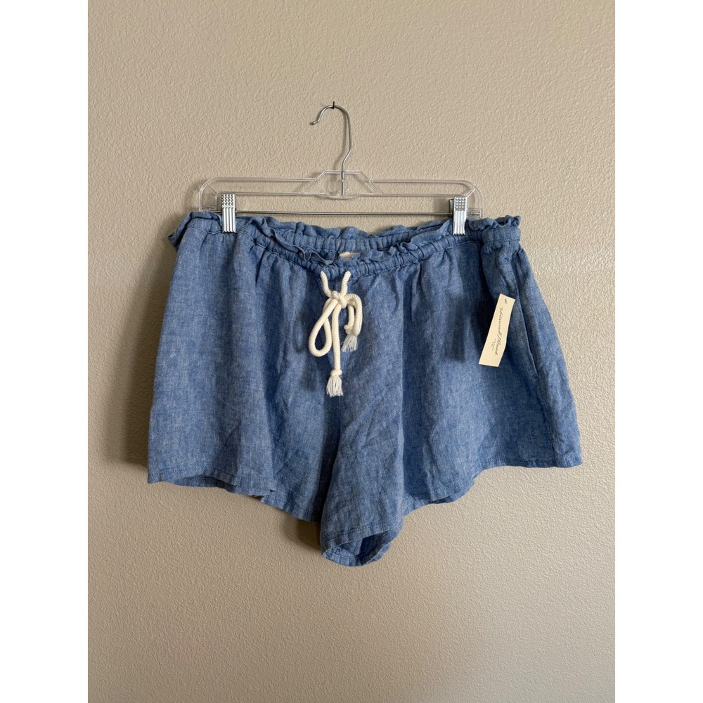 Universal Thread Blue Chambray Linen Blend Paperbag Waist Shorts XL NWT